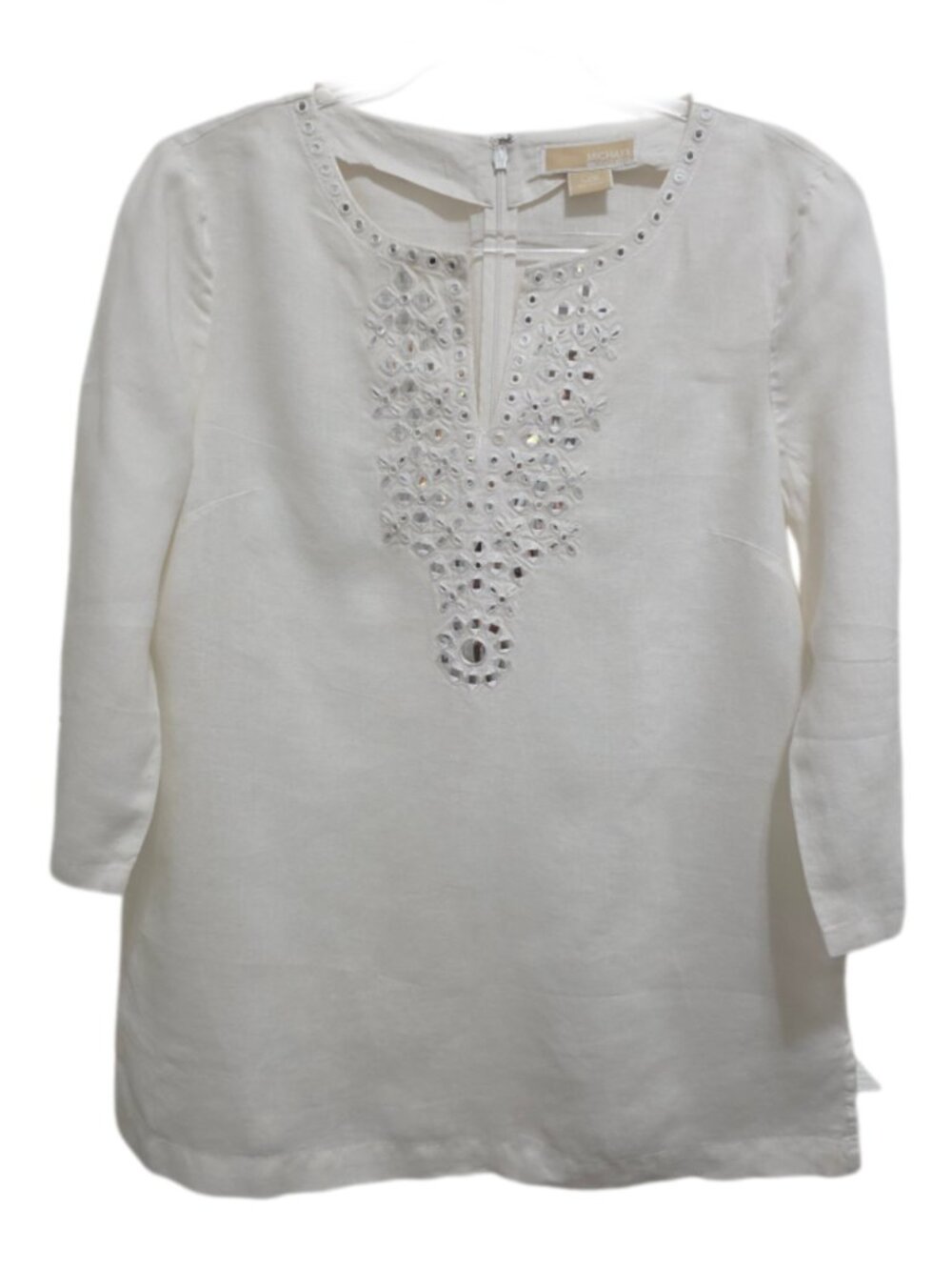 1444 Designer Michael Kors 3/4 Sleeve Embellished Pullover Tunic Sz.L Womens
